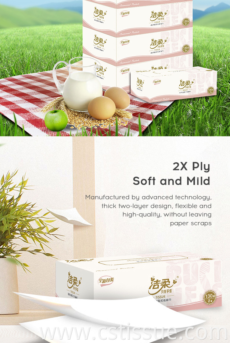 Wholesale 100% Virgin Wood Pulp Biodegradable Ultra Soft Pack Facial Tissues